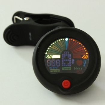 Büroklammer - auf dem chromatischen Tunermetronom für die elektrische Gitarrenbassukulele