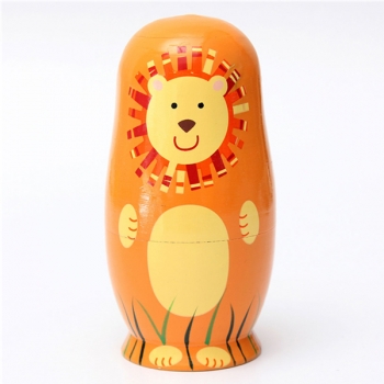 Satz von 5 süßen Holzmatrjoschkas matryoshka russische Tierpuppe