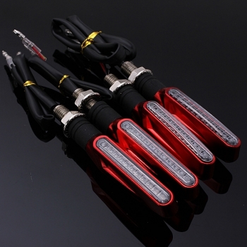 4pcs legt rotes Motorrad LED Blinkerhinweis Bernsteinlicht Scheuklappen an