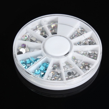 6 Größe 3D Kristall Glitter Strass Nail Art Deko  Rad