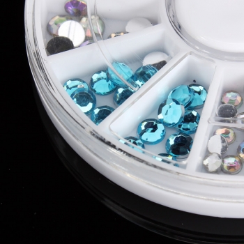 6 Größe 3D Kristall Glitter Strass Nail Art Deko  Rad