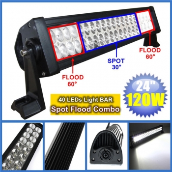 12V 120W 24Inch LED Spot Flut Combo Ausfahrt Straße Boot Lampe