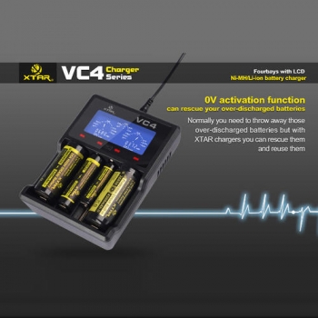 XTAR VC4 LCD Bildschirm USB Ladegerät für 18650 26650 14500