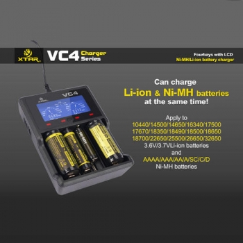 XTAR VC4 LCD Bildschirm USB Ladegerät für 18650 26650 14500