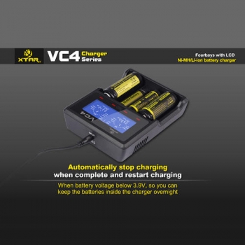 XTAR VC4 LCD Bildschirm USB Ladegerät für 18650 26650 14500