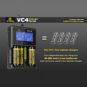 XTAR VC4 LCD Bildschirm USB Ladegerät für 18650 26650 14500