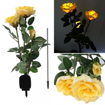 1 x Solar Power 3 LED Rosen Blumen Licht im Freiengarten Yard Rasen Decor