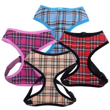 Schöne einstellbare Soft Tartan Kult Puppy Hundegeschirr aus Air Mesh Hundegeschirr