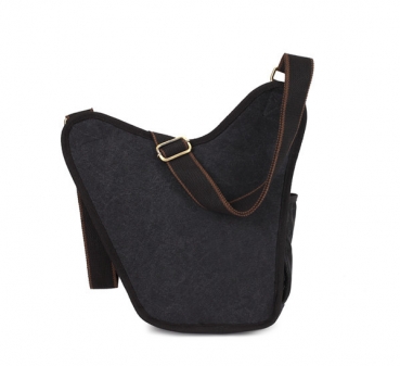 KAUKKO Männer Retro- Segeltuch-Schwarz-Spielraum-Schulter-Beutel-Kurier-Beutel