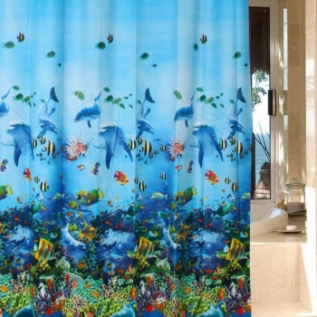 180 * 180cm Badezimmer Unterwasserwelt Polyester wasserdichten Duschvorhang