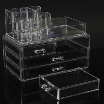 Plexiglas kosmetische Display Speicher Organisator Container mit 4 Schubladen