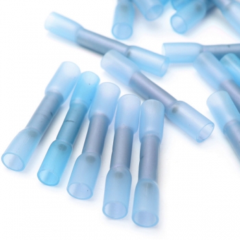 Soloop 100pcs Blau 16-14 AWG Hitze schrumpfen Butt Wire Crimp Connector Terminals