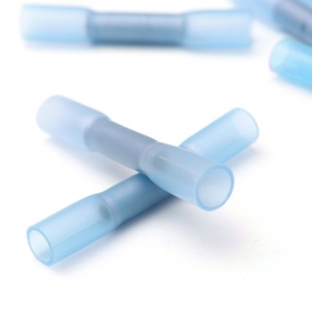 Soloop 100pcs Blau 16-14 AWG Hitze schrumpfen Butt Wire Crimp Connector Terminals