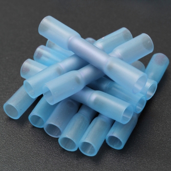 Soloop 100pcs Blau 16-14 AWG Hitze schrumpfen Butt Wire Crimp Connector Terminals