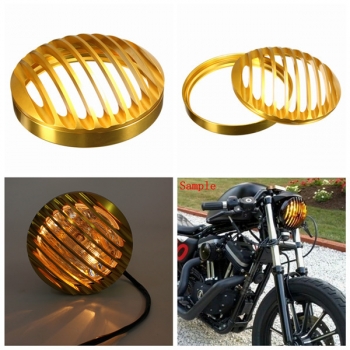 6inch Motorrad Einschuss Halogen Scheinwerfer Grillabdeckung Goldene CNC Aluminum Für Harley
