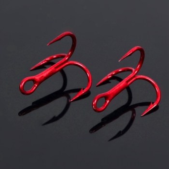 ZANLURE 100pcs rote Fischen-Haken Carbon Steel Treble Jig Haken 2/4/6/8/10 #