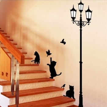 23x40CM Lamp Cat Wall Stickers Startseite Stairs Sticker dekorativ lösbaren Tapeten 