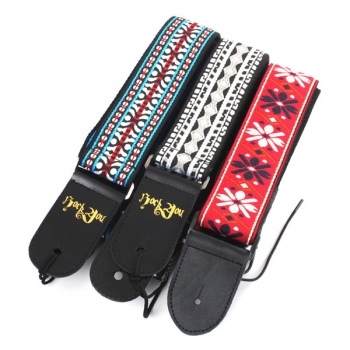 Retro Folk Auspicious Blumen Art Gitarren Bügel Gurt Baumwolle gewebt Leder