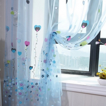 100x200cm Balloon Printing Sheer Fenster Bildschirm Start weiche Tulle Fenster Vorhang