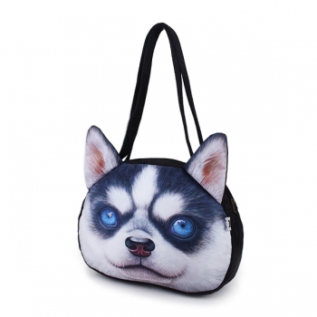 Frauen nette Hundekopf Schultertasche Lässig 3D Tierdruck Handtaschen Einkaufen Beutel