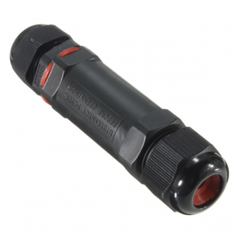 Ip68-Kabelstecker hohler Außenkolbenstecker schwarzer 3 Pol wasserdichter Feuchtigkeitsbeweis