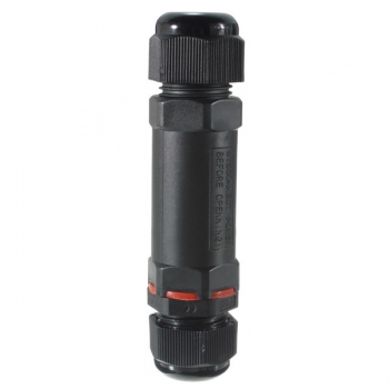 Ip68-Kabelstecker hohler Außenkolbenstecker schwarzer 3 Pol wasserdichter Feuchtigkeitsbeweis