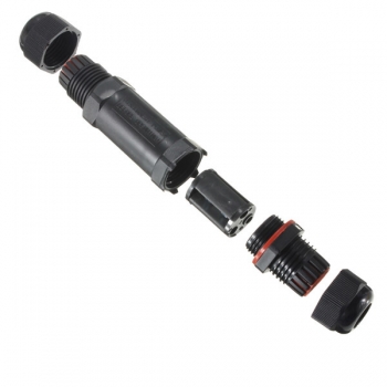 Ip68-Kabelstecker hohler Außenkolbenstecker schwarzer 3 Pol wasserdichter Feuchtigkeitsbeweis