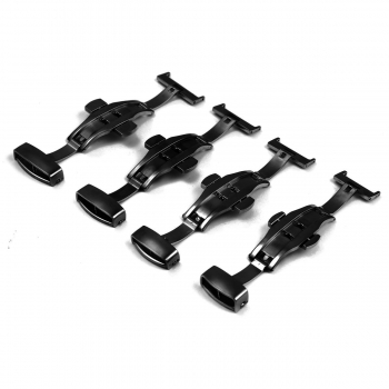 Edelstahl Schwarz Farben Doppelt Knopf Falten Schmetterlings Uhrenarmband Dornschließe