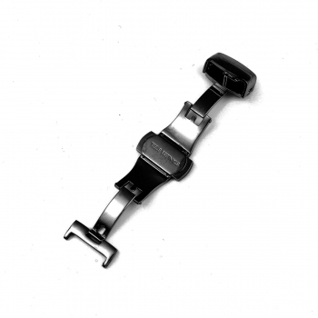 Edelstahl Schwarz Farben Doppelt Knopf Falten Schmetterlings Uhrenarmband Dornschließe