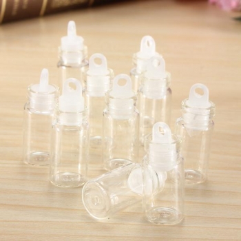 10pcs Klar Mini Leere Nachricht Glasflaschen Flasche mit Kunststoffdeckel