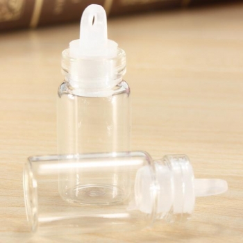 10pcs Klar Mini Leere Nachricht Glasflaschen Flasche mit Kunststoffdeckel