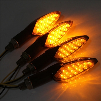 12V Universalmotorrad 15 LED Blinker Kontrollleuchte Gelb getöntes Glas Stiel