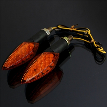 12V Universalmotorrad 15 LED Blinker Kontrollleuchte Gelb getöntes Glas Stiel