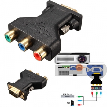 3 RCA RGB-Video-Buchse auf HD15-Pin VGA-Component-Video-Anschlussadapter