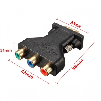 3 RCA RGB-Video-Buchse auf HD15-Pin VGA-Component-Video-Anschlussadapter