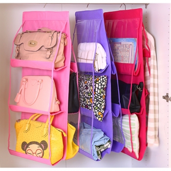 6 Pocket hängend Handtasche Bag Tidy Organisator Speicher Kleiderschrank Kleiderbügel