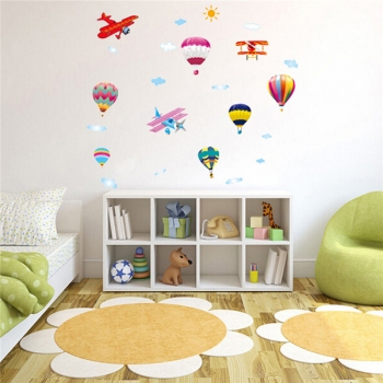 Luftballon Flugzeuge Wolken Himmel DIY Wand Aufkleber Abziehbild Kind Raum Dekor