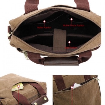 KAUKKO Männer Canvas Messenger Umhängetasche Shoulder Bag Travel Schule Berg Handbag