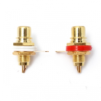 2pcs Gold überzogene RCA Phono Jack Plattenmontage Chassis Socket Set Weiß Rot Farbe