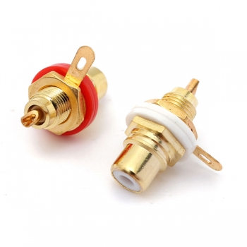 2pcs Gold überzogene RCA Phono Jack Plattenmontage Chassis Socket Set Weiß Rot Farbe