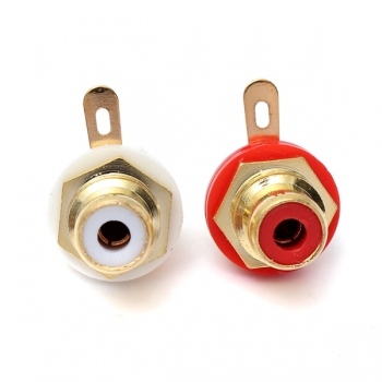 2pcs Gold überzogene RCA Phono Jack Plattenmontage Chassis Socket Set Weiß Rot Farbe