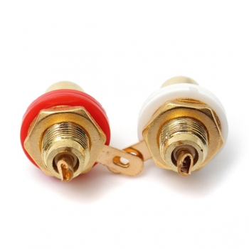 2pcs Gold überzogene RCA Phono Jack Plattenmontage Chassis Socket Set Weiß Rot Farbe
