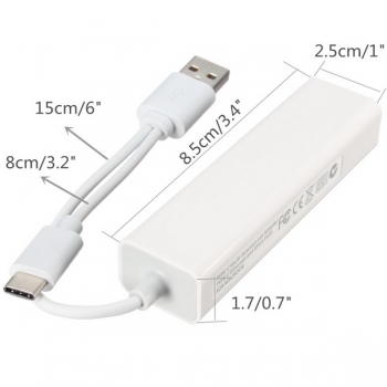 Typ c des USB 3.1 zu gigabit ethernet Netz mit dem Mittelpunkt des USB 2.0 3-Häfen-Kabel lan Adaptercombo