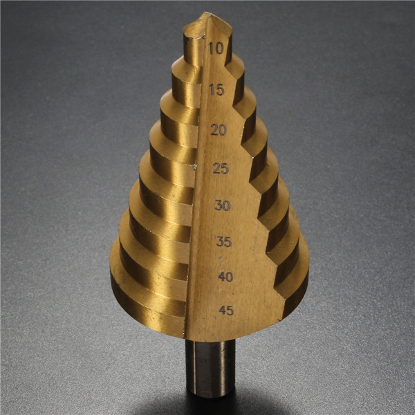10-45mm Goldene Nitrieren-HSS-Spira Nitrieren Groove Kernlochschneider Bit HSS Spiralrillenstufenbohrer 