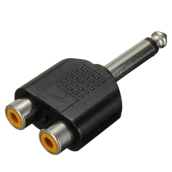 6.35mm 1/4  Mono Stecker zu 2 Cinch Buchse Splitter Audio Adapter Konverter
