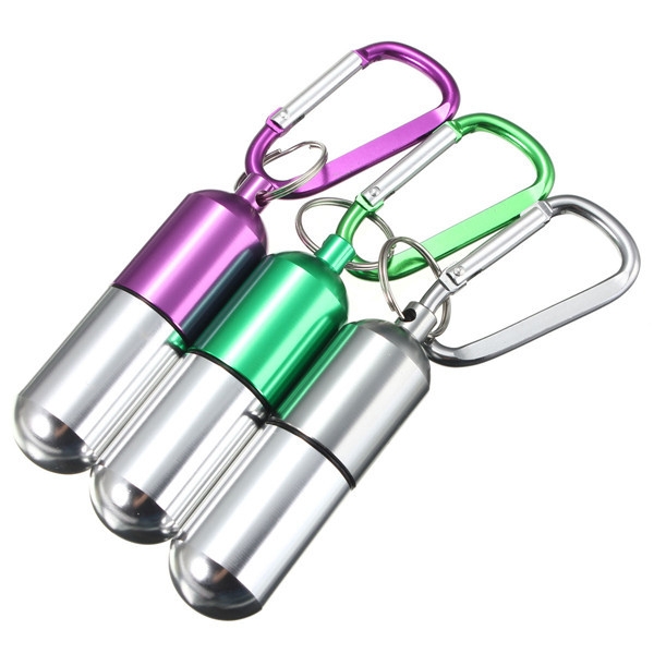 Wasserdichte Aluminiumpille Kasten Kasten Flaschen Droge Halter Schlüsselkette im Freien beweglicher