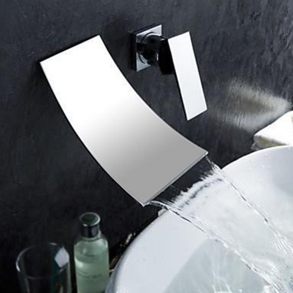 Moderne Badezimmer Hahn Einhand Wannen Mischer Hahn Wand befestigtes Chrom Messing Wasserfall