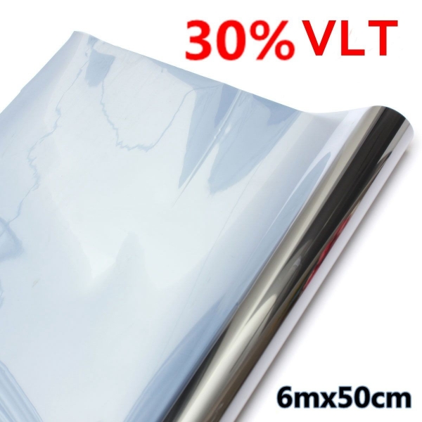 15% 30% 6mx50cm VLT Auto Auto Fenster Glas Tönung Film Tinting Roll Silber Spiegel