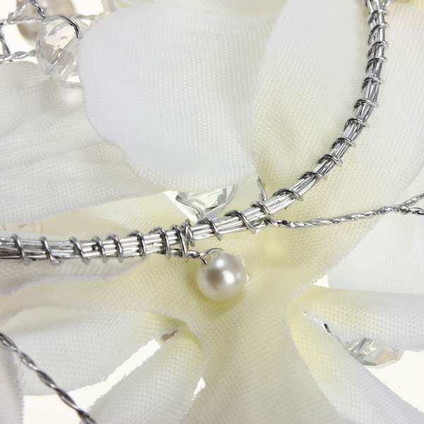 Frauen Braut weiße Blumen Perlen Strass Kristallbrauthaar Tiara Hochzeit Applikationen