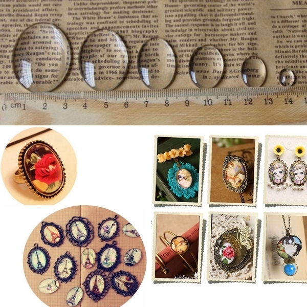 10Pcs Klar ovale Form Glascabochon Domes Charm DIY
